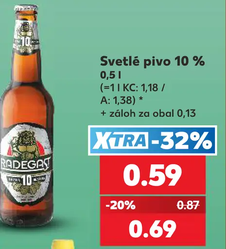 Radegast svetlé pivo 10 %