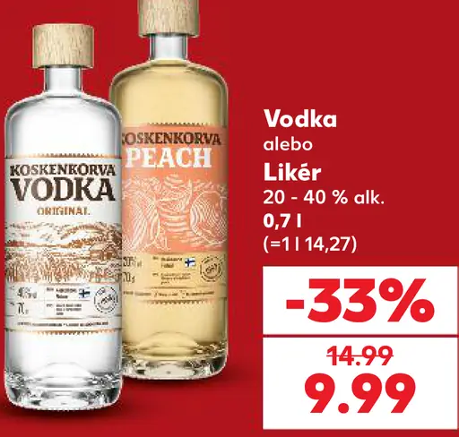Koskenkorva vodka a broskyňový likér