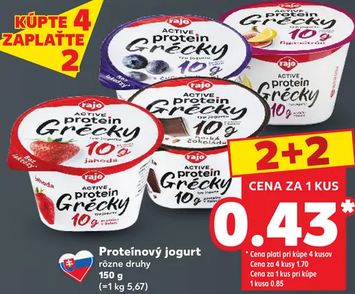 Rajo Active Protein Grécky proteínový jogurt – čučoriedka, citrón, jahoda a čokoláda