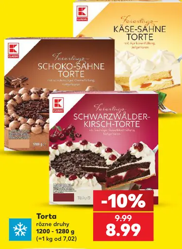 K-Classic Mrazená torta rôzne druhy
