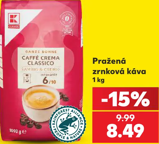 K-Classic Pražená zrnková káva