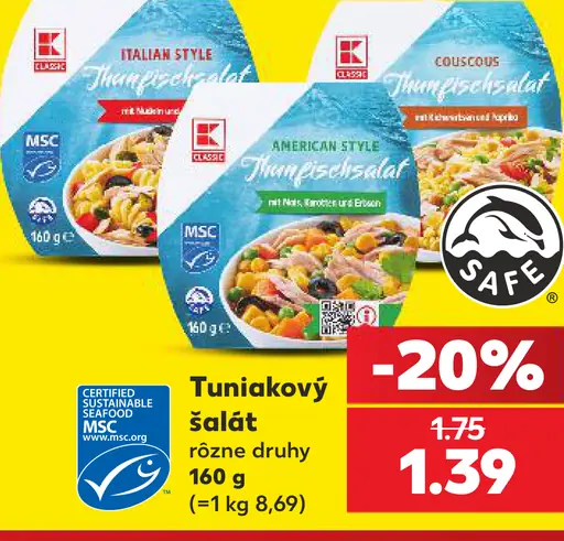 K-Classic tuniakový šalát taliansky štýl, americký štýl a kuskus