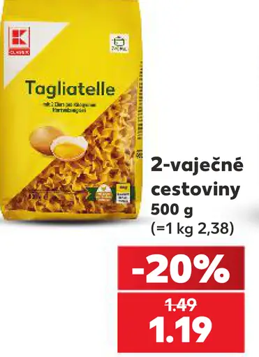 2-vaječné cestoviny Tagliatelle