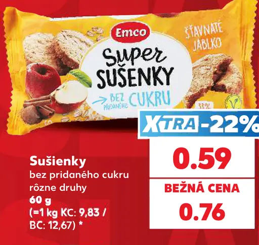 Emco Super sušienky bez cukru, jablko a škorica