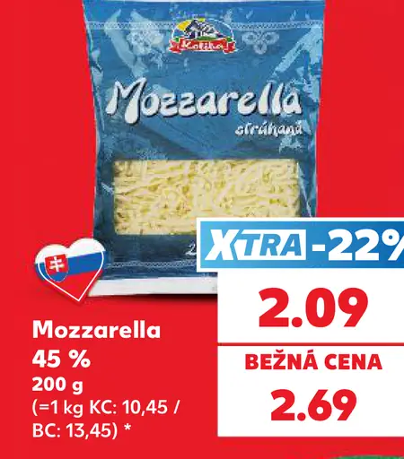 Mozzarella strúhaná 45%