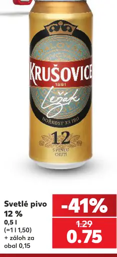 Krušovice svetlé pivo, 10 % plechovka