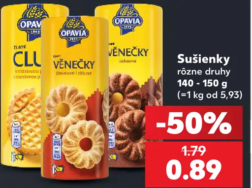 Opavia sušienky Zlaté Club a Zlaté Věnečky