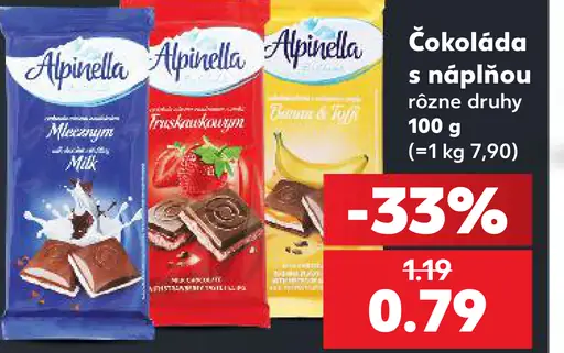 Alpinella čokoláda s náplňou