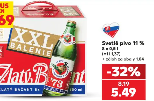 Zlatý Bažant 10% svetlé výčapné pivo