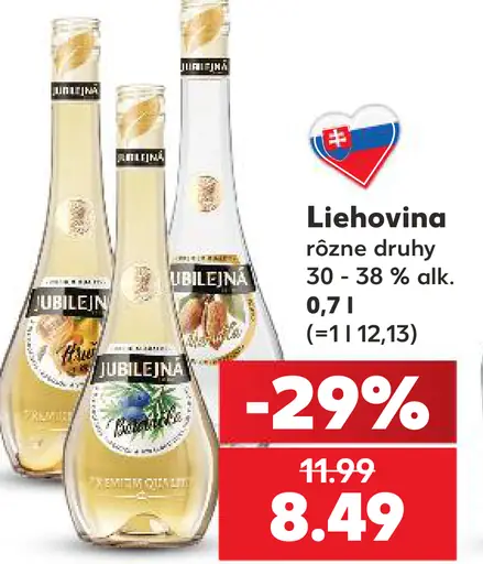 Jubilejná liehovina rôzne druhy