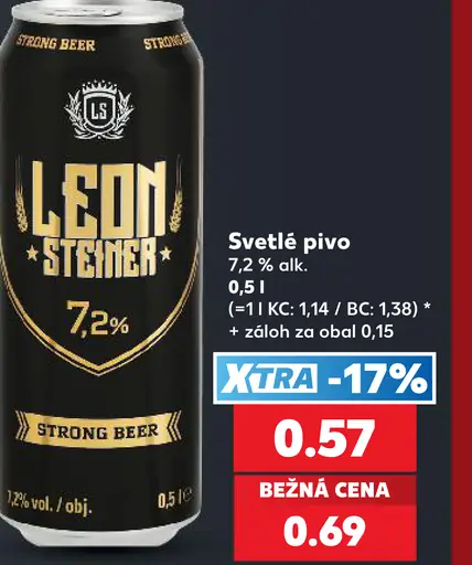Leon Steiner Svetlé pivo Strong Beer 7,2 % alk. plechovka