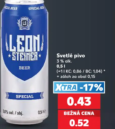 Leon Steiner Svetlé pivo Special 3 % alk. plechovka