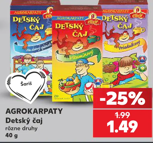 Agrokárpaty detský čaj, rôzne druhy