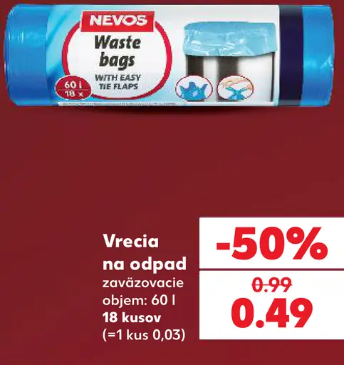 Nevos vrecia na odpad zaväzovacie 60 l