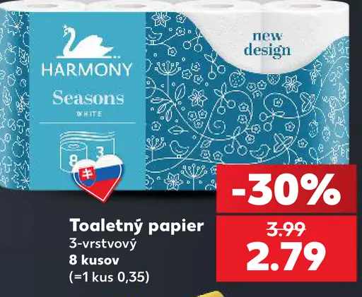 Harmony Seasons White toaletný papier 3 vrstvy