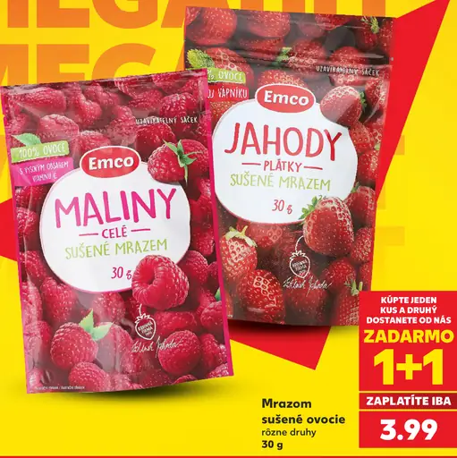 Mrazom sušené maliny celé