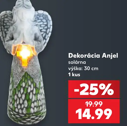 Dekorácia Anjel, solárna, výška 30 cm