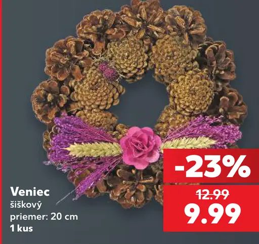 Šiškový veniec s priemerom 20 cm