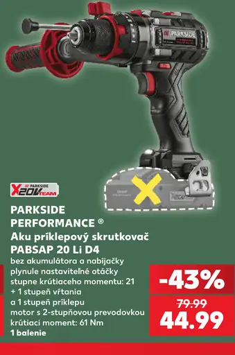 Parkside Performance aku príklepový skrutkovač PABSAP 20 Li D4