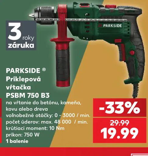 Parkside Príklepová vŕtačka PSBM 750 B3