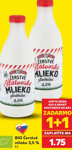 BIO Čerstvé klátovské plnotučné mlieko 3,5 %