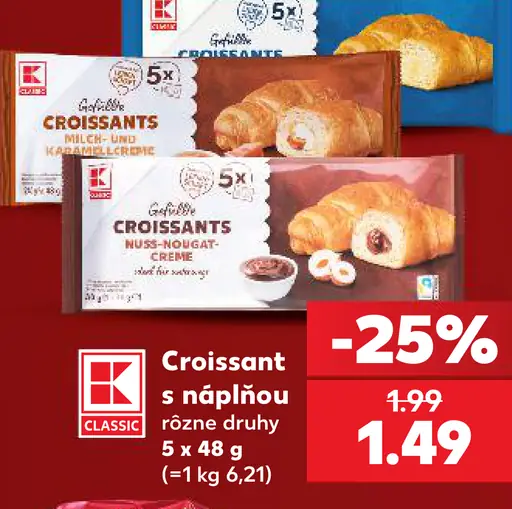 K-Classic Croissant s náplňou, rôzne druhy