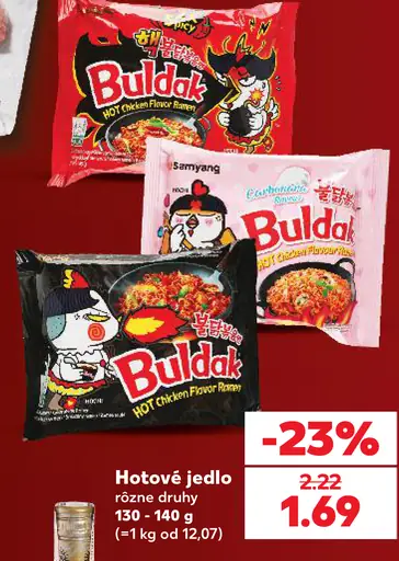Hotové jedlo Buldak Hot Chicken Flavor Ramen, rôzne druhy