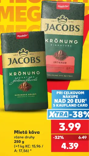 Jacobs Krönung mletá káva rôzne druhy