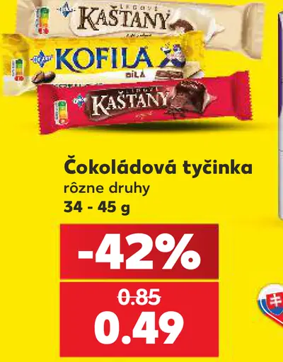 Čokoládová tyčinka Kaštany a Kofila