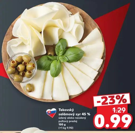 Tekovský salámový syr 45 % údený alebo neúdený