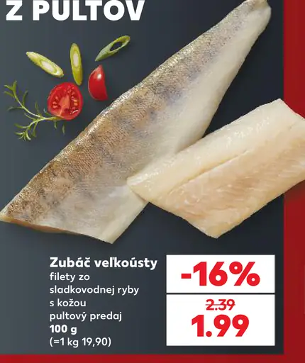 Zubáč veľkoústy filety zo sladkovodnej ryby