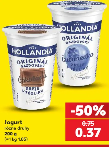 Hollandia Originál gazdovský jogurt, čokoládový a čučoriedkový