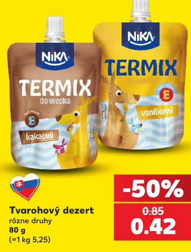 NiKA Tvarohový dezert, kakaový a vanilkový