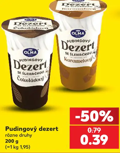Olma pudingový dezert, rôzne druhy: čokoládový, karamelový