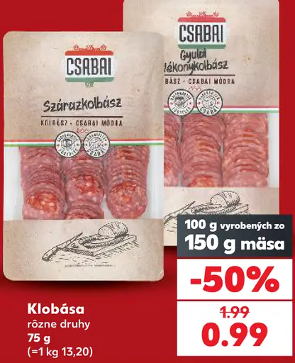 Csabai klobása rôzne druhy