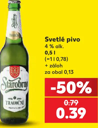 Starobrno Tradičné svetlé pivo 4 %