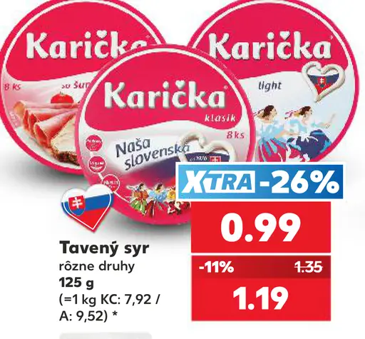 Tavený syr rôzne druhy
