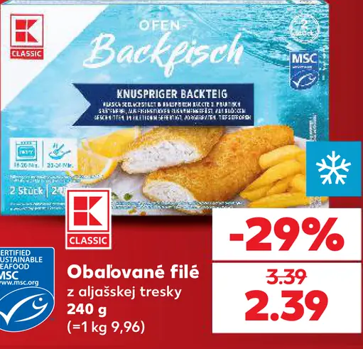 Obaľované filé z aljašskej tresky
