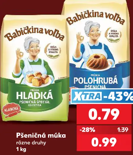 Pšeničná múka hladká, pšeničná múka polohrubá