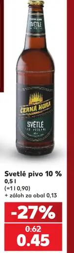 Černá Hora svetlé pivo 10 %