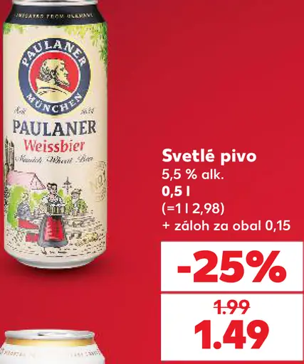 Paulaner Weissbier svetlé pivo plechovka