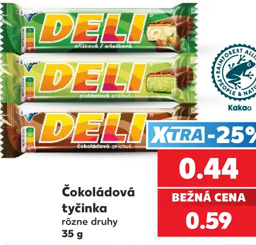 Deli čokoládová tyčinka, rôzne druhy
