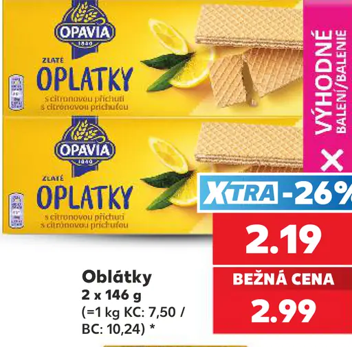 Opavia Zlaté Oplátky citrónová príchuť