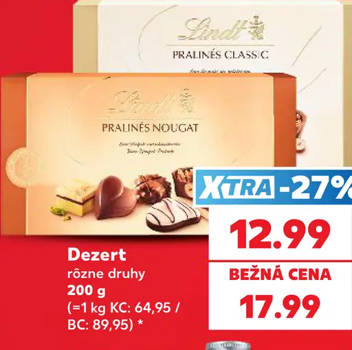 Lindt dezert – Pralinés Classic, Pralinés Nougat
