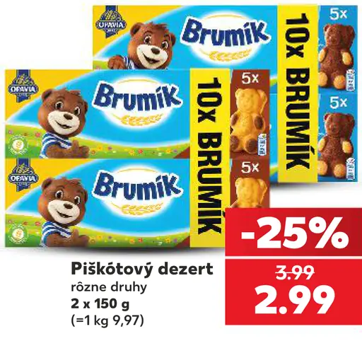 Opavia Brumík piškótový dezert rôzne druhy