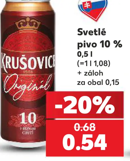 Krušovice Originál svetlé pivo 10 % plechovka