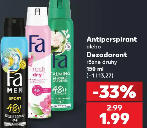 Antiperspirant alebo dezodorant Fa rôzne druhy