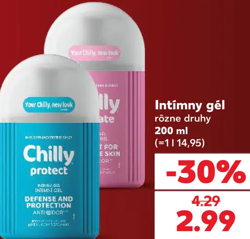 Intímny gél Chilly, rôzne druhy