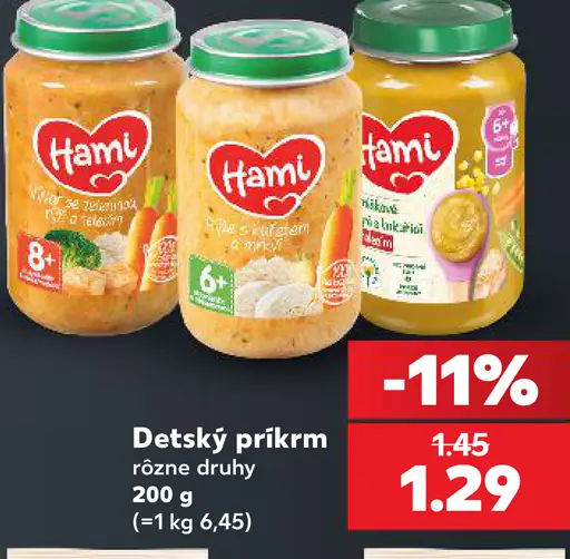 Detský príkrm Hami, rôzne druhy