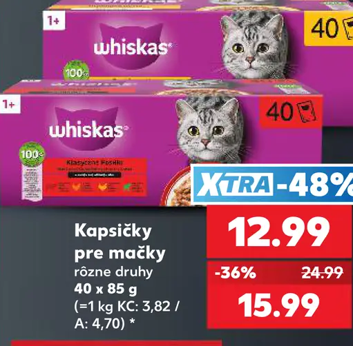 Whiskas kapsičky pre mačky 2 druhy
